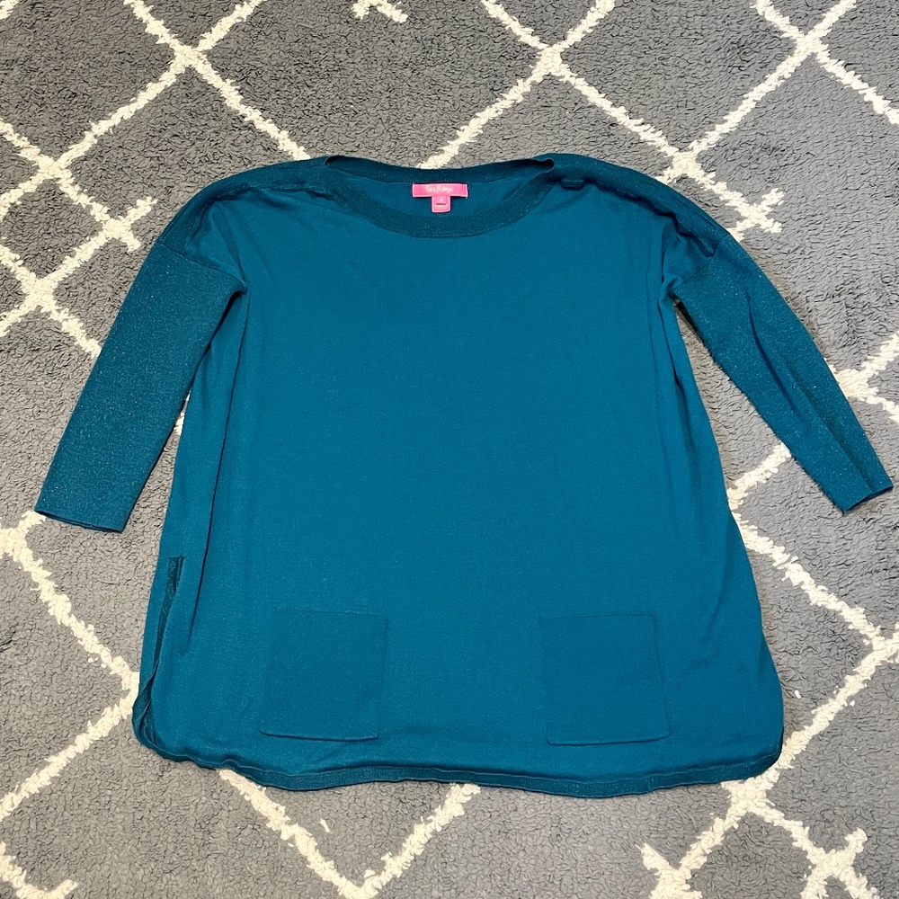 Lilly Pulitzer Oversized Teal Sweater - Size Small